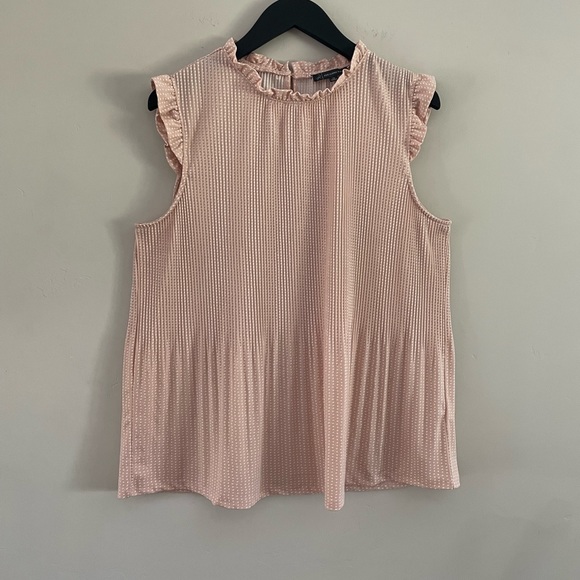 Adrianna Papell | Blush Stretch Jersey Polka Dot Top | Sz XL - Picture 3 of 14